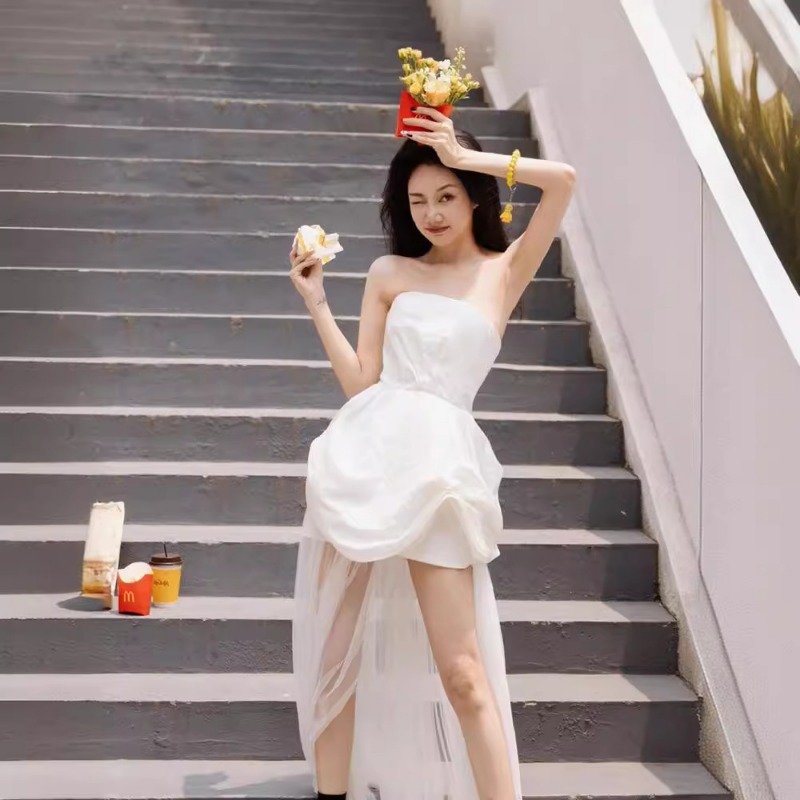 Lighting In Photography - French White Strapless Morning Gown, Light