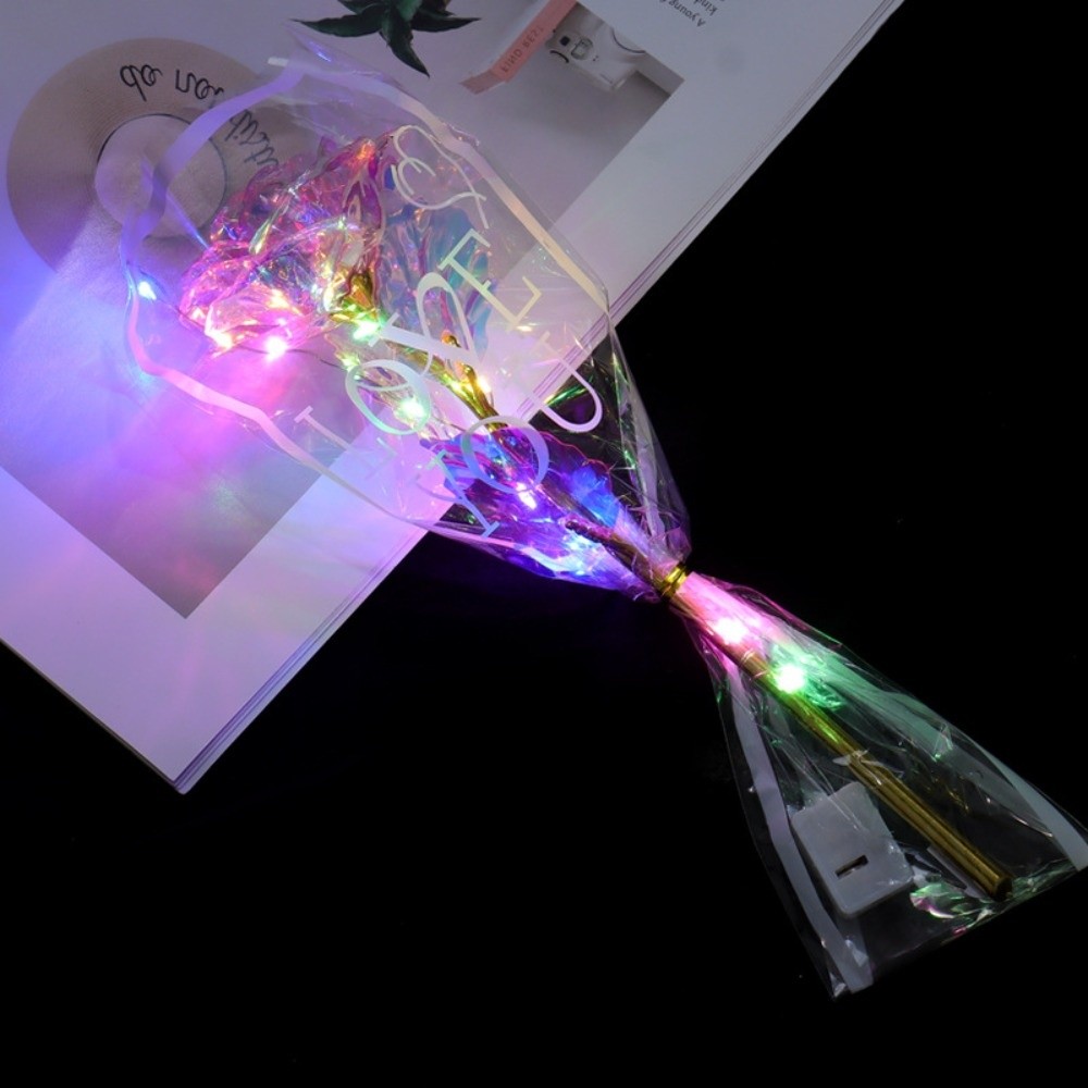 Photography Artificial Lighting - Glowing Gold Foil Rose Flower LED