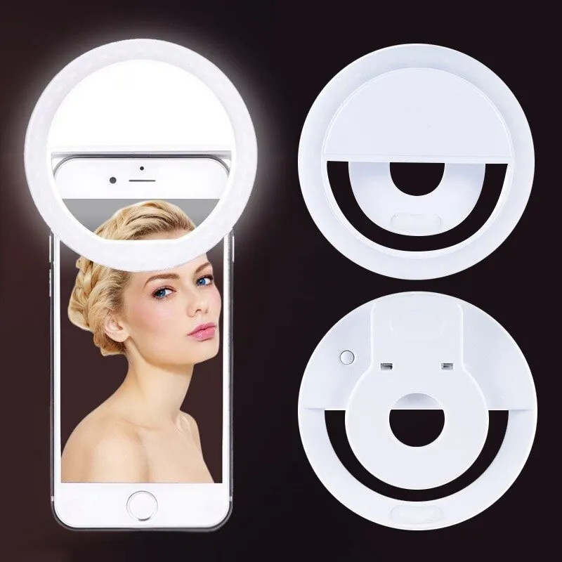 USB Rechargeable LED Selfie Ri - Photography Lighting Lamp 评论和价格