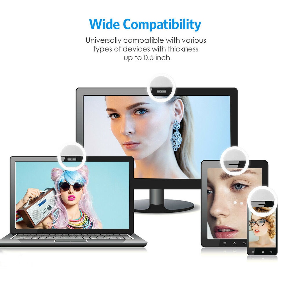 USB Rechargeable LED Selfie Ri - Photography Lighting Lamp 评论和价格