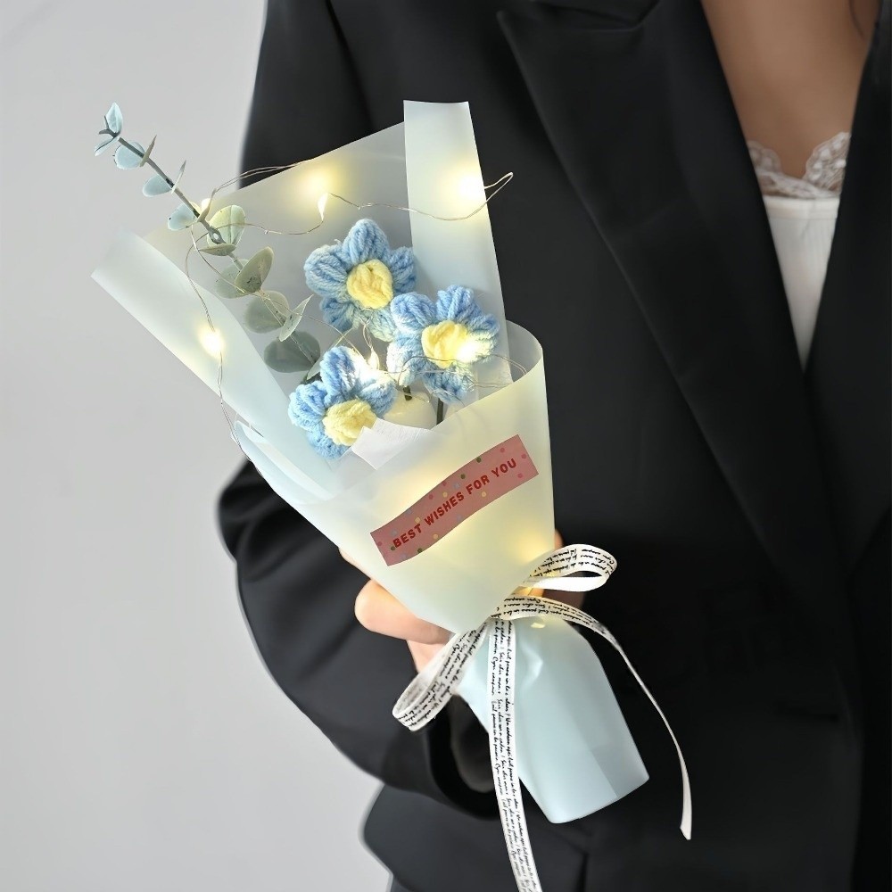 Knitted Crochet Flowers Bouque - Photography Artificial Lighting 评论和价格