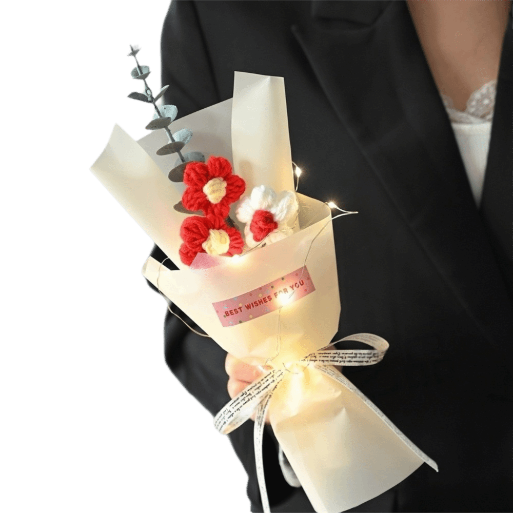 Knitted Crochet Flowers Bouque - Photography Artificial Lighting 评论和价格