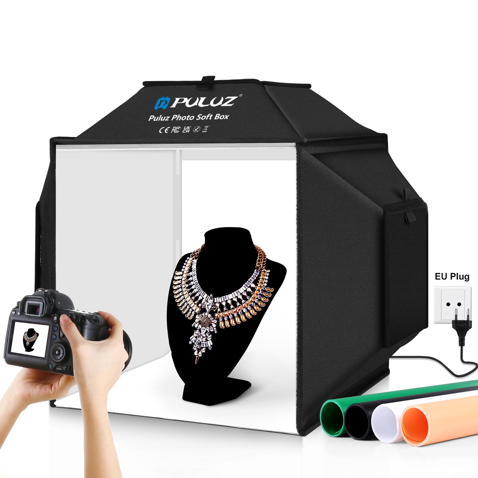 PULUZ 40cm Folding 72W 5500K S - Photography Lighting Kit With Backdrop 评论和价格