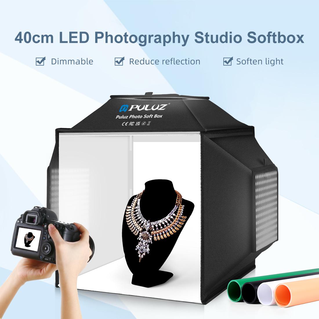 PULUZ 40cm Folding 72W 5500K S - Photography Lighting Kit With Backdrop 评论和价格