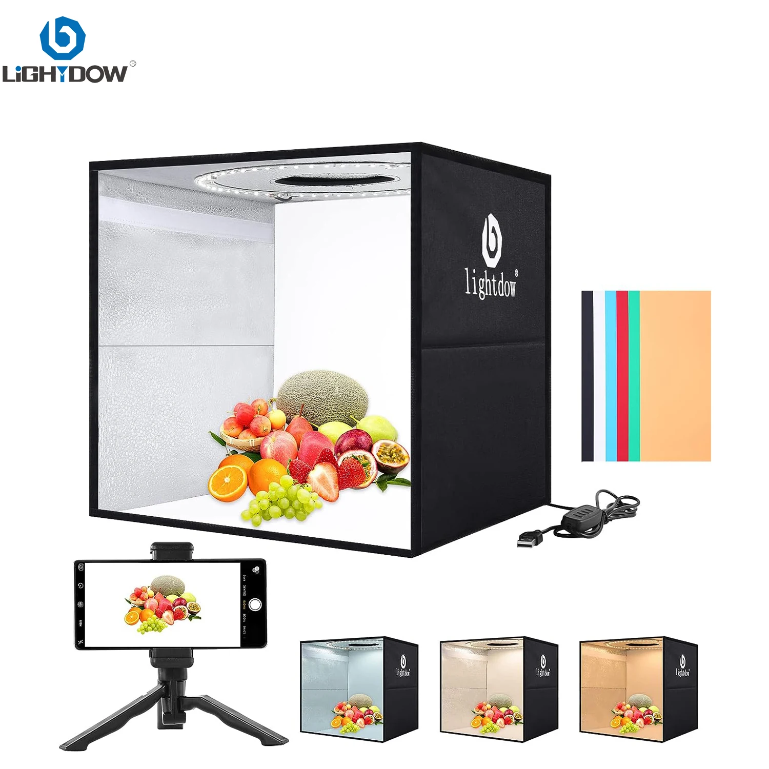Lightdow Dimmable Photo Box LE - Photography Lighting Kit With Backdrop 评论和价格