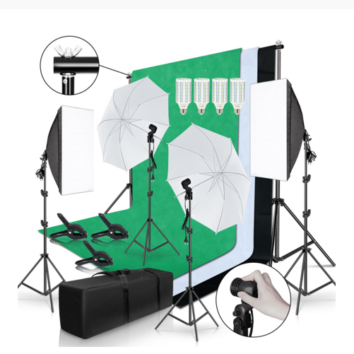 Gold Seller Full Set Photograp - Photography Lighting Kit With Backdrop 评论和价格